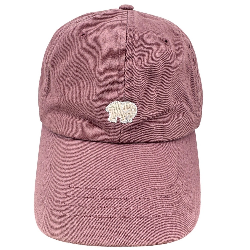 Ivory Ella Baseball Cap Rose Pink Embroidered Elephant Adjustable Strap‎ Cotton